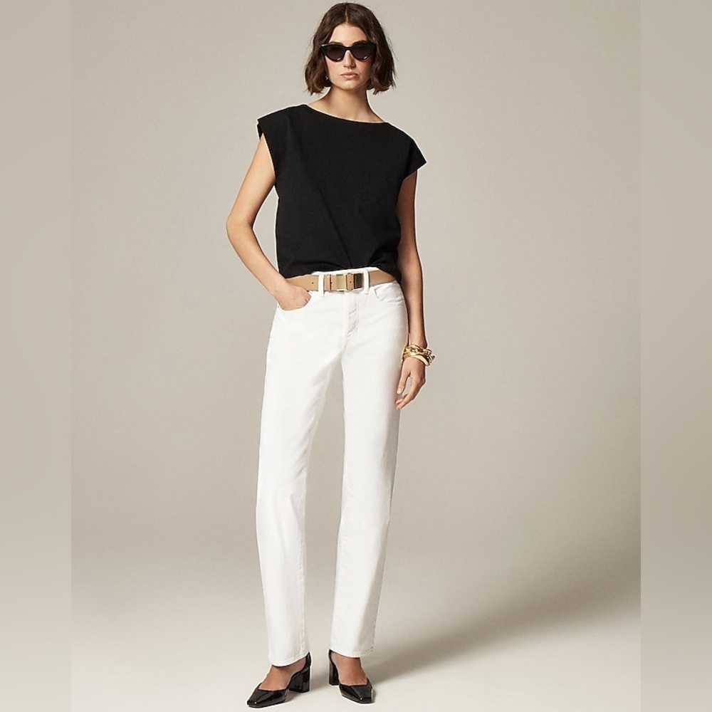 NWT J.Crew 1984 Slouchy Jeans White Size 29 Mid Rise 80’s Relaxed Straight Leg